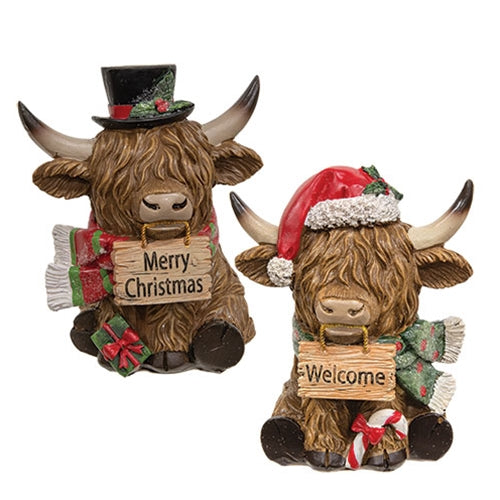 Resin Holiday Sign Highland - 5.5"H - 2 Asstd.