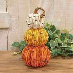Resin Harvest Stacked Corn Pumpkins - 11"H