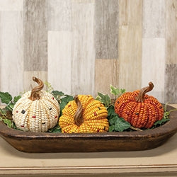 Resin Harvest Corn Pumpkin with Curly Stem - 3 Asstd.