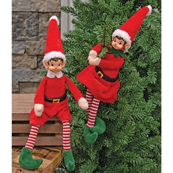 Dangle Leg Winter Elf Shelf Sitter - 14"H - 2 Asstd.