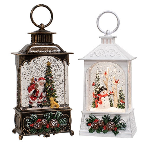 Winter Wonderland Spinning Water Globe Lantern - 2 Asstd.
