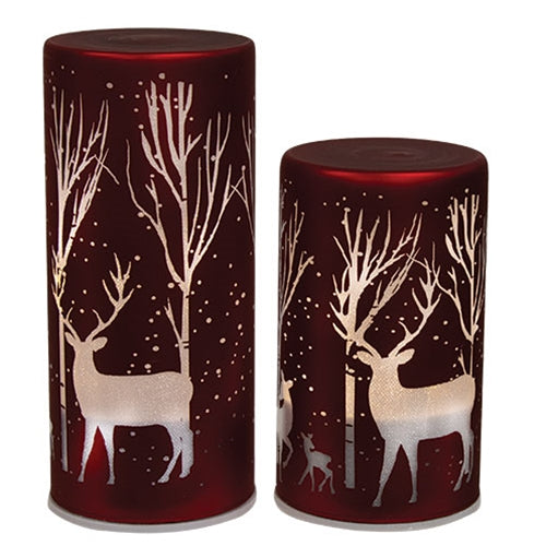 2/Set - Twinkle Lighted Deer & Tree Luminaries