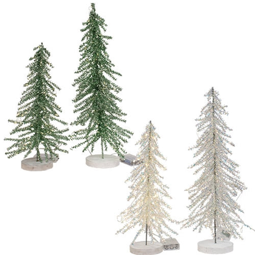 2/Set - Sparkling LED Tinsel Trees - 2 Asstd. – Primitive Renditions