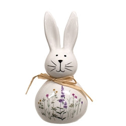 3/Set - Ceramic Floral Easter Bunnies With Raffia Bow
