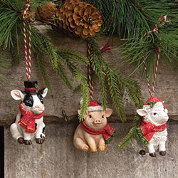 Resin Winter Farm Animal Ornament - 3 Asstd.