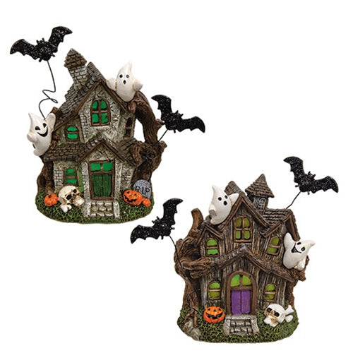 Resin Lighted LED Flicker Haunted House - 2 Asstd.