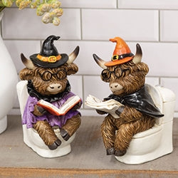 Resin Halloween Highland Reading on the Toilet - 2 Asstd.