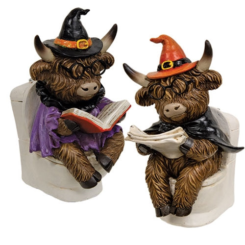 Resin Halloween Highland Reading on the Toilet - 2 Asstd.