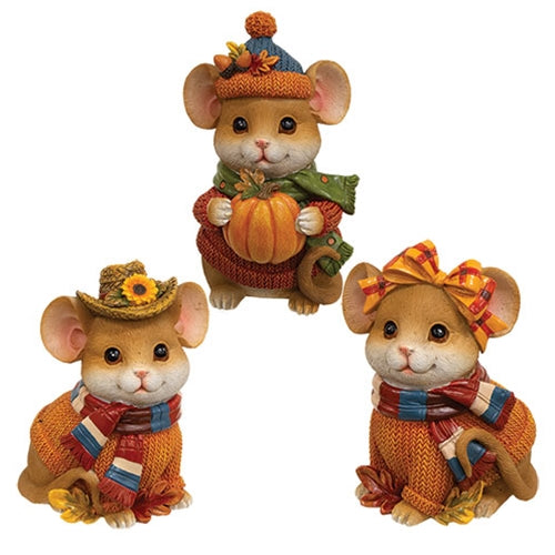 Resin Harvest Mouse - 4.5"H - 3 Asstd.