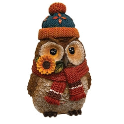 Resin Harvest Owl With Scarf - 3 Asstd.