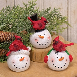 Resin Cardinal Snowman Head - 3 Asstd.
