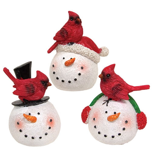 Resin Cardinal Snowman Head - 3 Asstd.