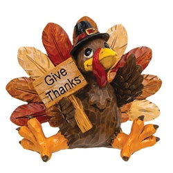 Resin Carved Look Harvest Turkey - 2 Asstd.