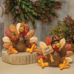 Resin Carved Look Harvest Turkey - 2 Asstd.