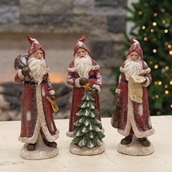 Resin Glittered Father Christmas - 8.5"H - 3 Asstd.