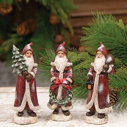 Resin Glittered Father Christmas - 6"H - 3 Asstd.