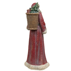 Resin Father Christmas With Walking Stick - 14.5"H