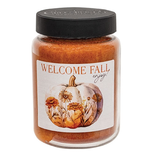 Welcome Fall Enjoy Maple Pumpkin Donut Jar Candle - 26oz.