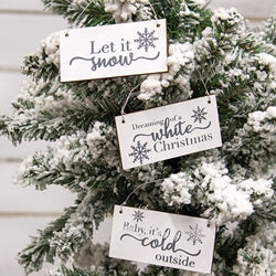 3/Set White Christmas Wooden Ornaments