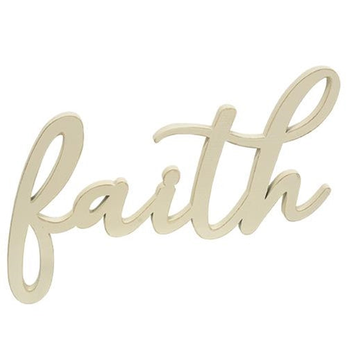 Hanging Ivory Script Faith Sign