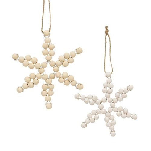 Wood Bead Snowflake Ornament 2 Asstd.