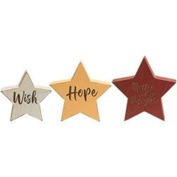3/Set Reversible Christmas Words Chunky Star Sitters