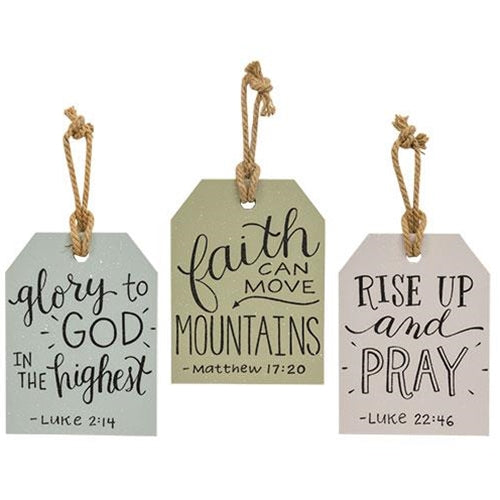 Faith Hanging Wooden Tag 3 Asstd.