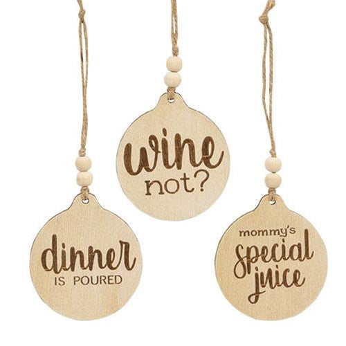 Dinner Is Poured Beaded Wine Tag 3 Asstd.