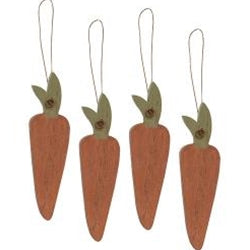 4/Set Primitive Wooden Carrot Ornaments