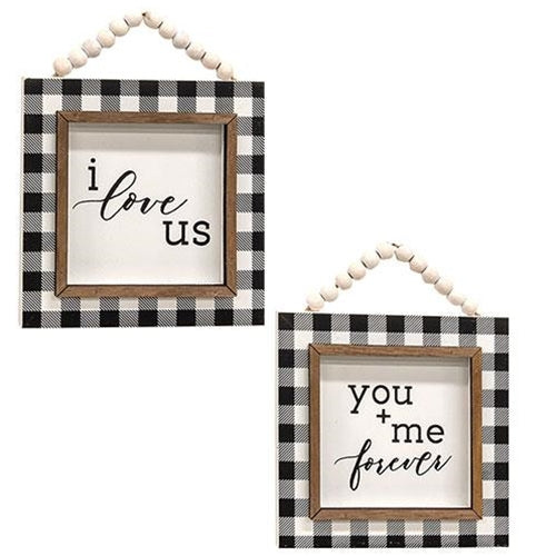 You  Me Beaded Buffalo Check Beaded Sign 2 Asstd.