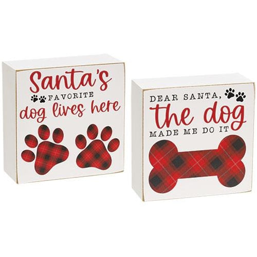Santa's Favorite Dog Box Sign 2 Asstd.