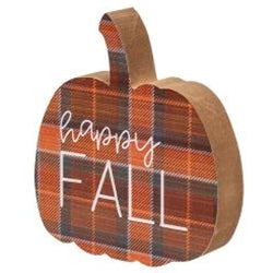 Fall Sweet Fall Plaid Pumpkin Chunky Sitter 3 Asstd.