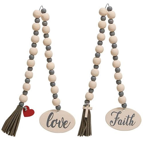 Faith or Love Beaded Garland With Cross Charm 2 Asstd.
