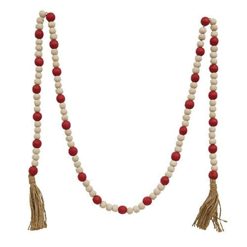 Red & Natural Bead Garland 5ft