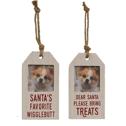 Santa's Favorite Wigglebutt Photo Tag Ornament 2 Asstd.