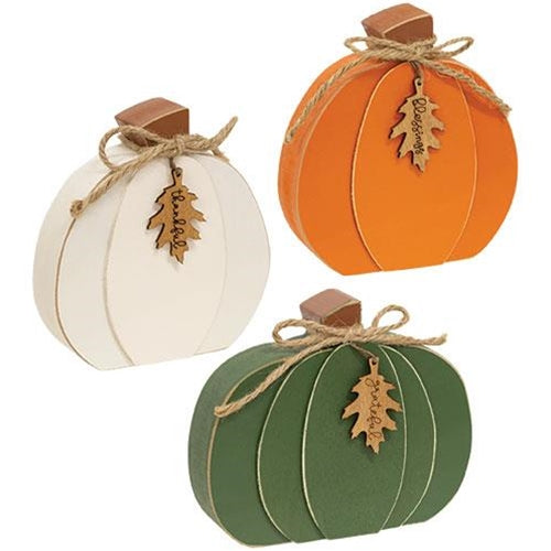 Thankful Grateful Blessings Chunky Pumpkin 3 Asstd.