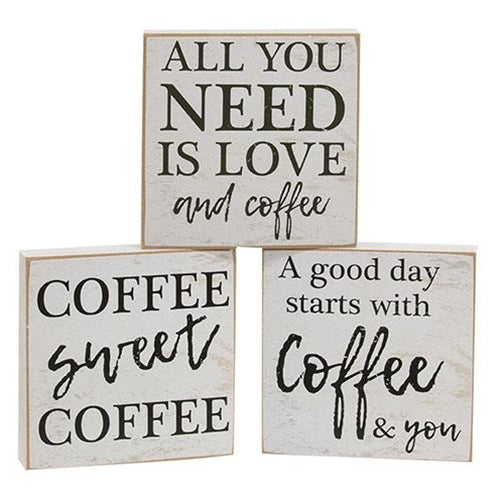 A Good Day Starts With Coffee Square Block 3 Asstd.
