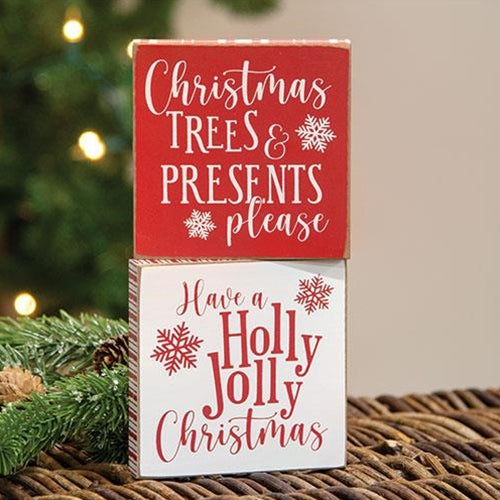 Holly Jolly Christmas Trees Square Block 2 Asstd.