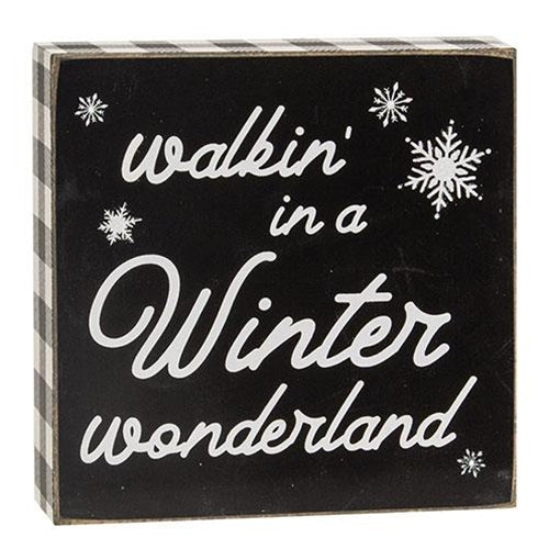 Walkin In A Winter Wonderland Buffalo Plaid Box Sign