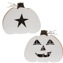 *3/Set - Plaid & Stars Reversible Chunky Pumpkin Sitters