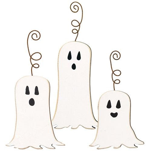 3/Set Happy Ghost Ornaments w/Wire Hangers