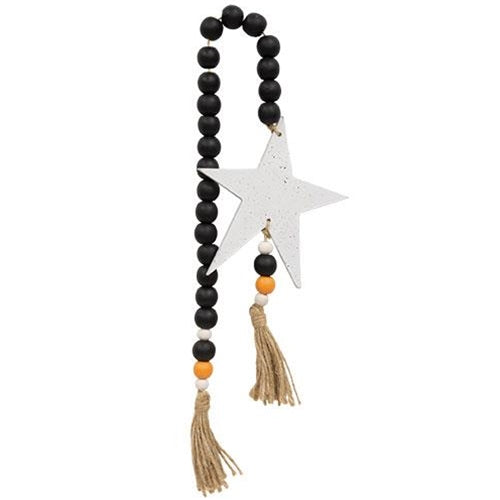 Black Orange & White Bead Garland w/Spattered Star