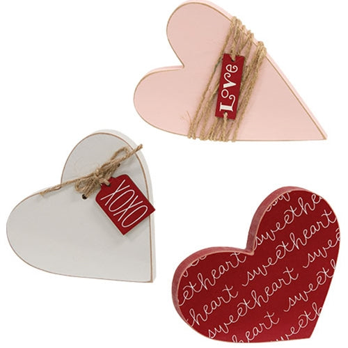 3/Set - Distressed Wooden Sweetheart Sitters