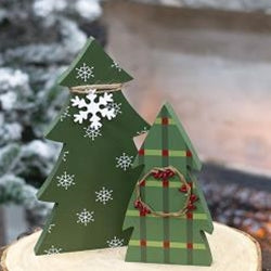 2/Set Snowflake & Plaid Chunky Tree Sitters