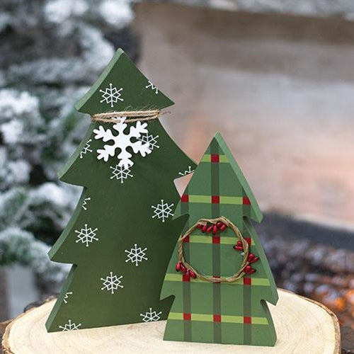 2/Set Snowflake & Plaid Chunky Tree Sitters