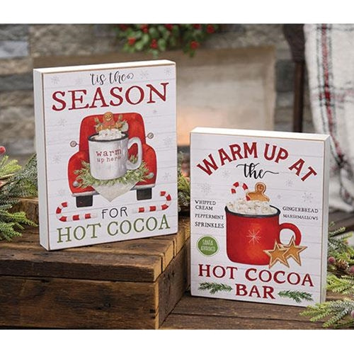 Tis the Season For Hot Cocoa Box Sign 2 Asstd.