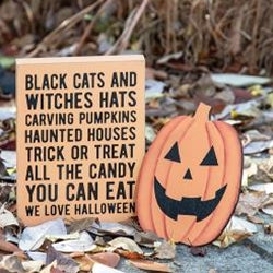 2/Set Black Cats & Witches Hats Box Sign with Jack Easel
