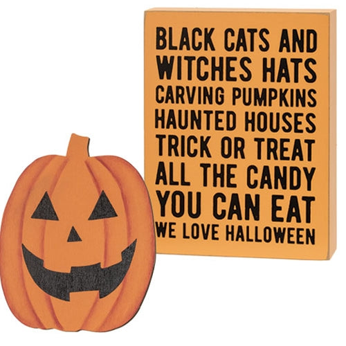 2/Set Black Cats & Witches Hats Box Sign with Jack Easel