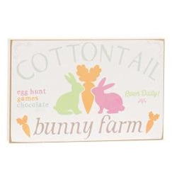 Cottontail Bunny Farm Block Sign 2 Asstd.