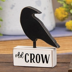 Wooden Old Crow on Base Sitter